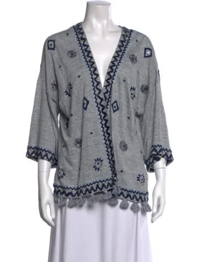 Pre-owned Calypso St Barth Linen Patterned Sweater In Grey
