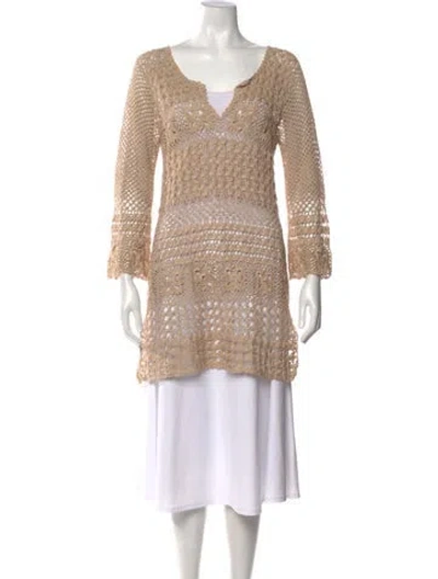 Pre-owned Calypso St Barth Linen Patterned Sweater In Neutral