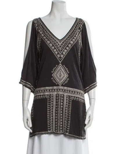 Pre-owned Calypso St Barth Linen Patterned Top In Gray