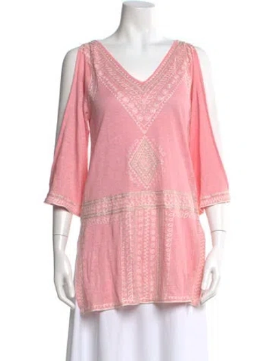 Pre-owned Calypso St Barth Linen Printed Tunic In Pink