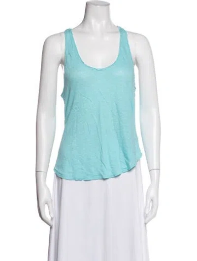 Pre-owned Calypso St Barth Linen Scoop Neck Top In Blue