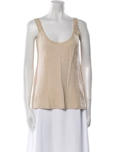 Pre-owned Calypso St Barth Linen Scoop Neck Top In Neutral