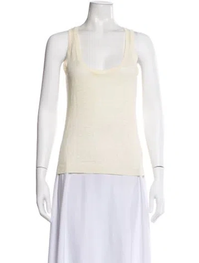 Pre-owned Calypso St Barth Linen Scoop Neck Top In Neutral