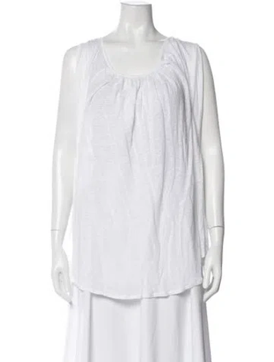 Pre-owned Calypso St Barth Linen Scoop Neck Top In White