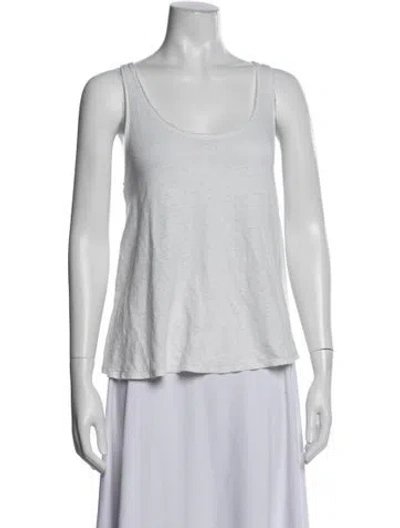 Pre-owned Calypso St Barth Linen Scoop Neck Top In White