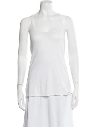 Pre-owned Calypso St Barth Linen Scoop Neck Top In White