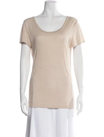 Pre-owned Calypso St Barth Linen Scoop Neck T-shirt In Neutral