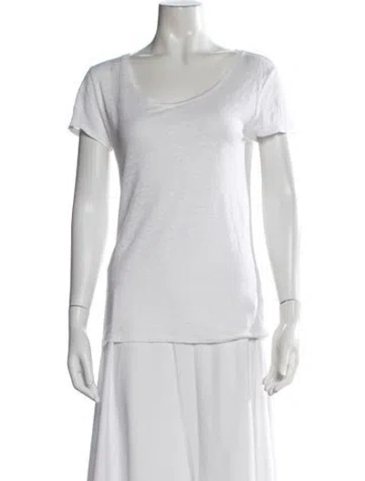 Pre-owned Calypso St Barth Linen Scoop Neck T-shirt In White