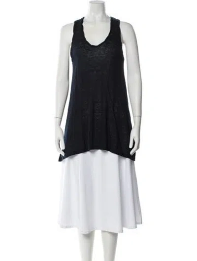 Pre-owned Calypso St Barth Linen Scoop Neck Tunic In Blue