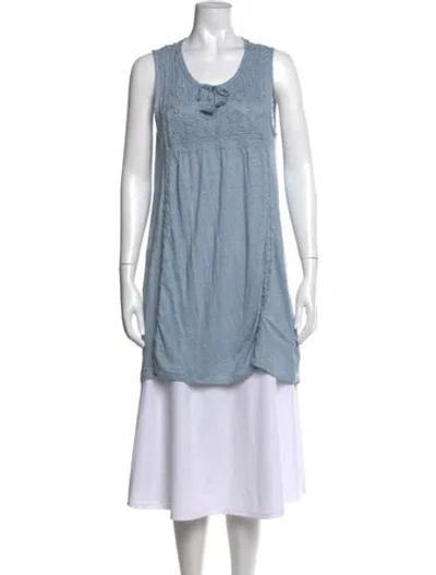 Pre-owned Calypso St Barth Linen Scoop Neck Tunic In Blue