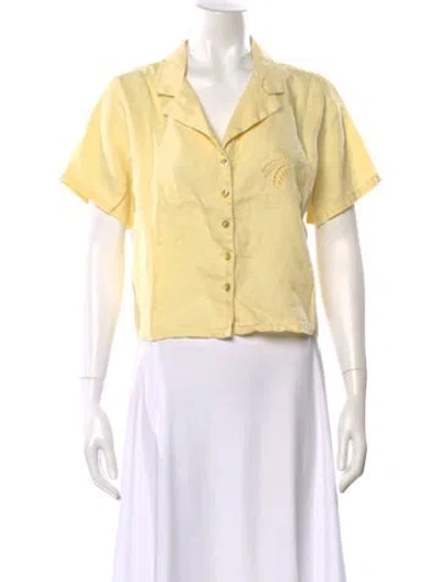 Pre-owned Calypso St Barth Linen Short Sleeve Button-up Top In Yellow