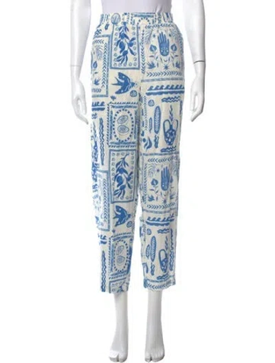 Pre-owned Calypso St Barth Linen Straight Leg Pants In Blue