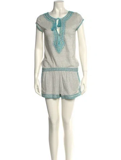 Pre-owned Calypso St Barth Linen Striped Romper In White