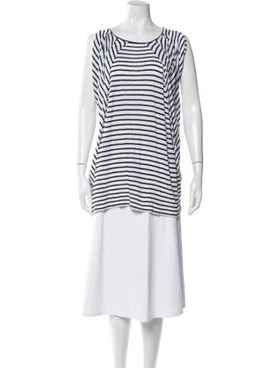 Pre-owned Calypso St Barth Linen Striped Tunic In White