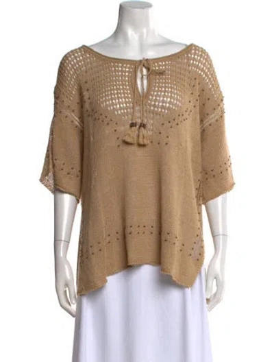 Pre-owned Calypso St Barth Linen Tie Neck Sweater In Neutral