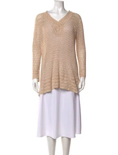 Pre-owned Calypso St Barth Linen V-neck Sweater In Neutrals