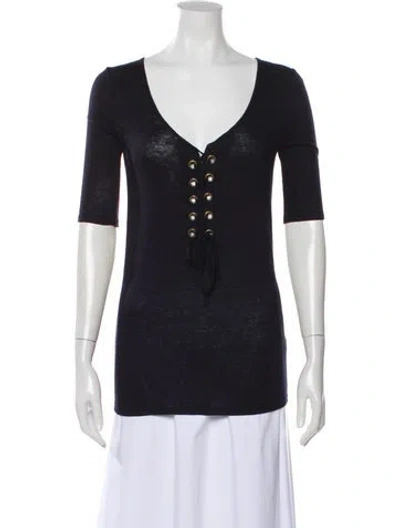 Pre-owned Calypso St Barth Linen V-neck Top In Blue