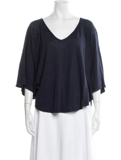 Pre-owned Calypso St Barth Linen V-neck Top In Blue
