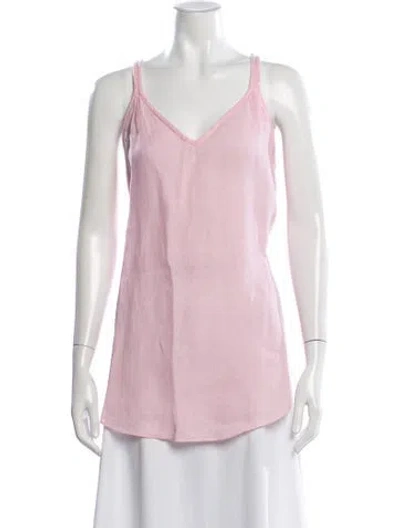 Pre-owned Calypso St Barth Linen V-neck Top In Pink