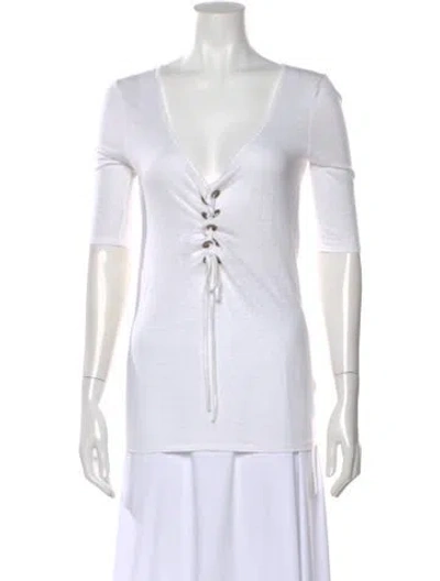 Pre-owned Calypso St Barth Linen V-neck Top In White