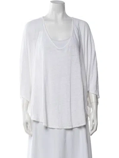 Pre-owned Calypso St Barth Linen V-neck Top In White
