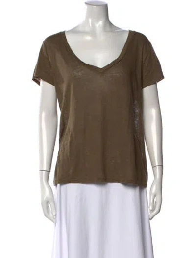 Pre-owned Calypso St Barth Linen V-neck T-shirt In Green