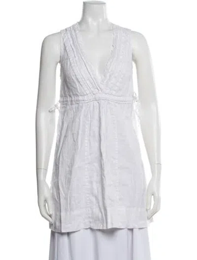 Pre-owned Calypso St Barth Linen V-neck Tunic In Neutral