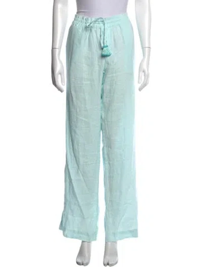 Pre-owned Calypso St Barth Linen Wide Leg Pants W/ Tags In Blue/green