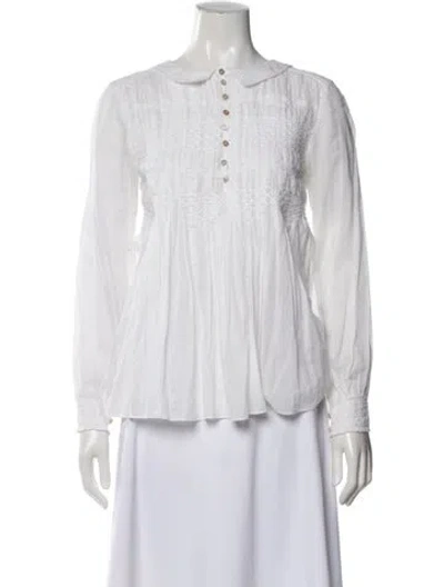 Pre-owned Calypso St Barth Long Sleeve Blouse In White