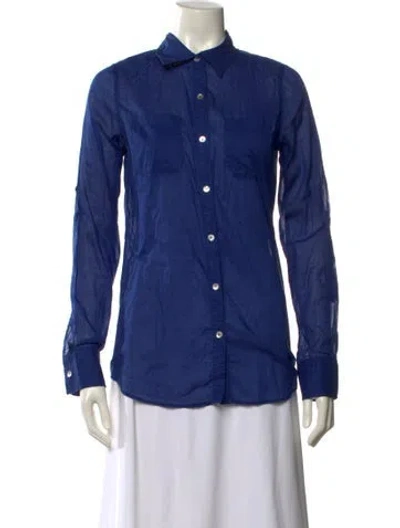 Pre-owned Calypso St Barth Long Sleeve Button-up Top In Blue