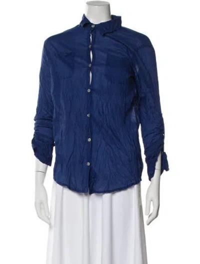 Pre-owned Calypso St Barth Long Sleeve Button-up Top In Blue