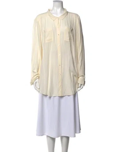 Pre-owned Calypso St Barth Long Sleeve Button-up Top In Neutrals
