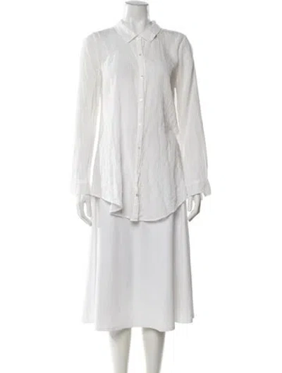 Pre-owned Calypso St Barth Long Sleeve Button-up Top In White