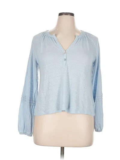 Pre-owned Calypso St Barth Long Sleeve Henley Shirt In Blue