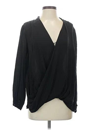 Pre-owned Calypso St Barth Long Sleeve Silk Top Black Plunge Neckline Tops