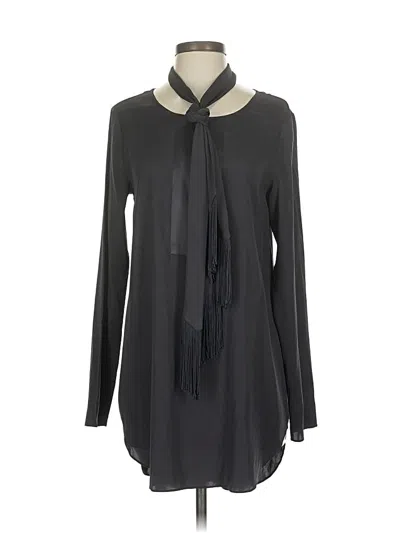Pre-owned Calypso St Barth Long Sleeve Silk Top Black Tie Neck Tops
