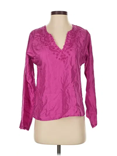 Pre-owned Calypso St Barth Long Sleeve Silk Top Pink V Neck Tops