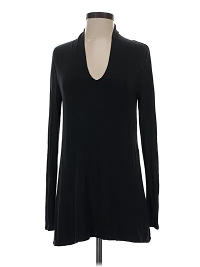 Pre-owned Calypso St Barth Long Sleeve Top Black Plunge Neckline Tops