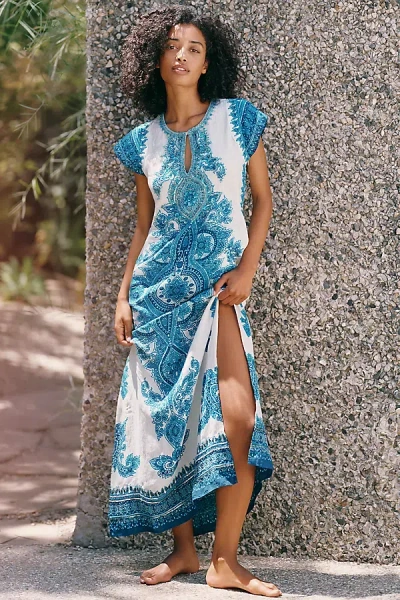 Calypso St Barth Calypso St. Barth Medallion Dress In White Blue