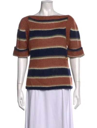 Pre-owned Calypso St Barth Mohair Striped Top In Brown