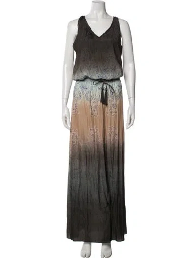 Pre-owned Calypso St Barth Paisley Print Long Dress In Brown