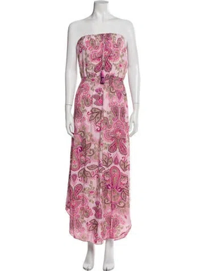 Pre-owned Calypso St Barth Paisley Print Long Dress In Pink
