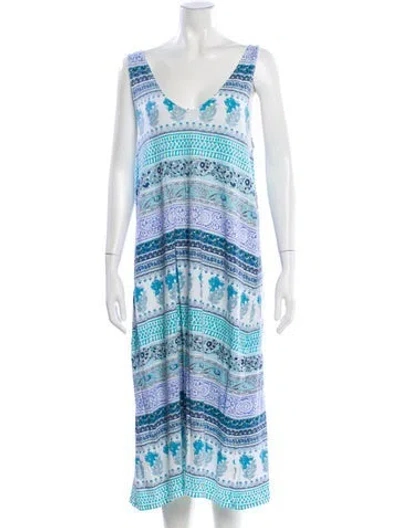 Pre-owned Calypso St Barth Paisley Print Midi Length Dress In Blue