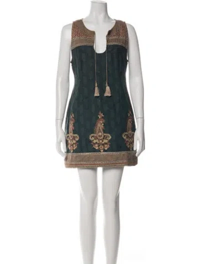 Pre-owned Calypso St Barth Paisley Print Mini Dress In Green