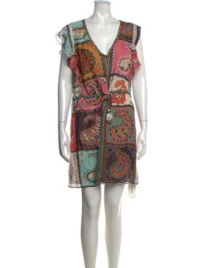 Pre-owned Calypso St Barth Paisley Print Mini Dress In Pink