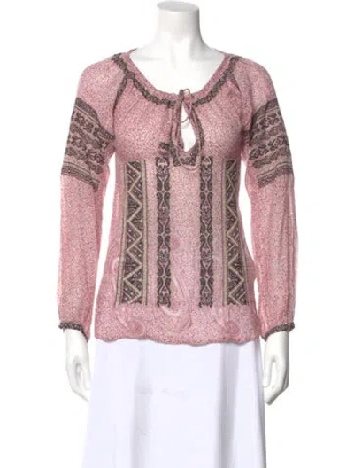 Pre-owned Calypso St Barth Paisley Print Tie Neck Blouse In Red
