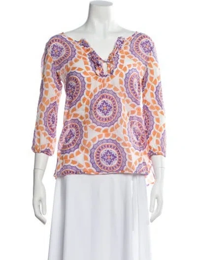 Pre-owned Calypso St Barth Paisley Print V-neck Blouse In Multi