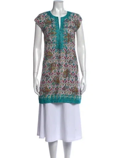Pre-owned Calypso St Barth Paisley Print V-neck Tunic In Multicolor