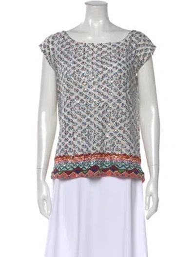 Pre-owned Calypso St Barth Patterned Crew Neck Top In Multi