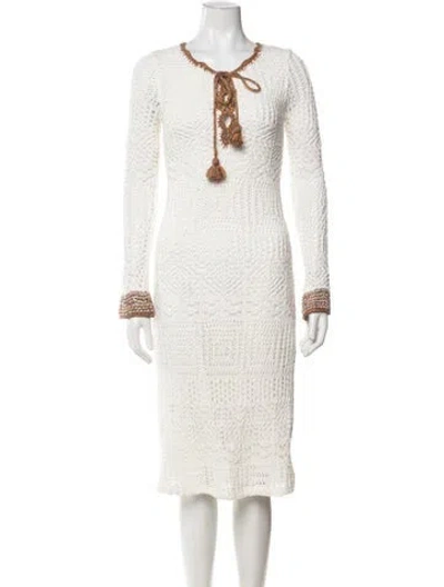 Pre-owned Calypso St Barth Patterned Knee-length Dress In Neutrals